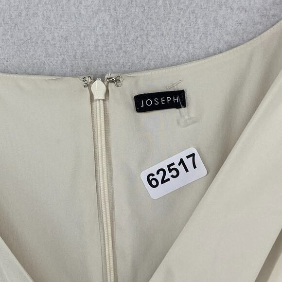 JOSEPH Dress 38 Silk Faux Wrap V-Neck Back Zip Sleeveless Lined Ylang Off White - Picture 15 of 15